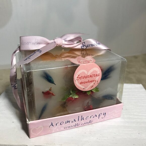 Seracon Aromatherapy Reusable Candle Sensuous Strawberry Scent 5" Square Gift Bo - Picture 4 of 9